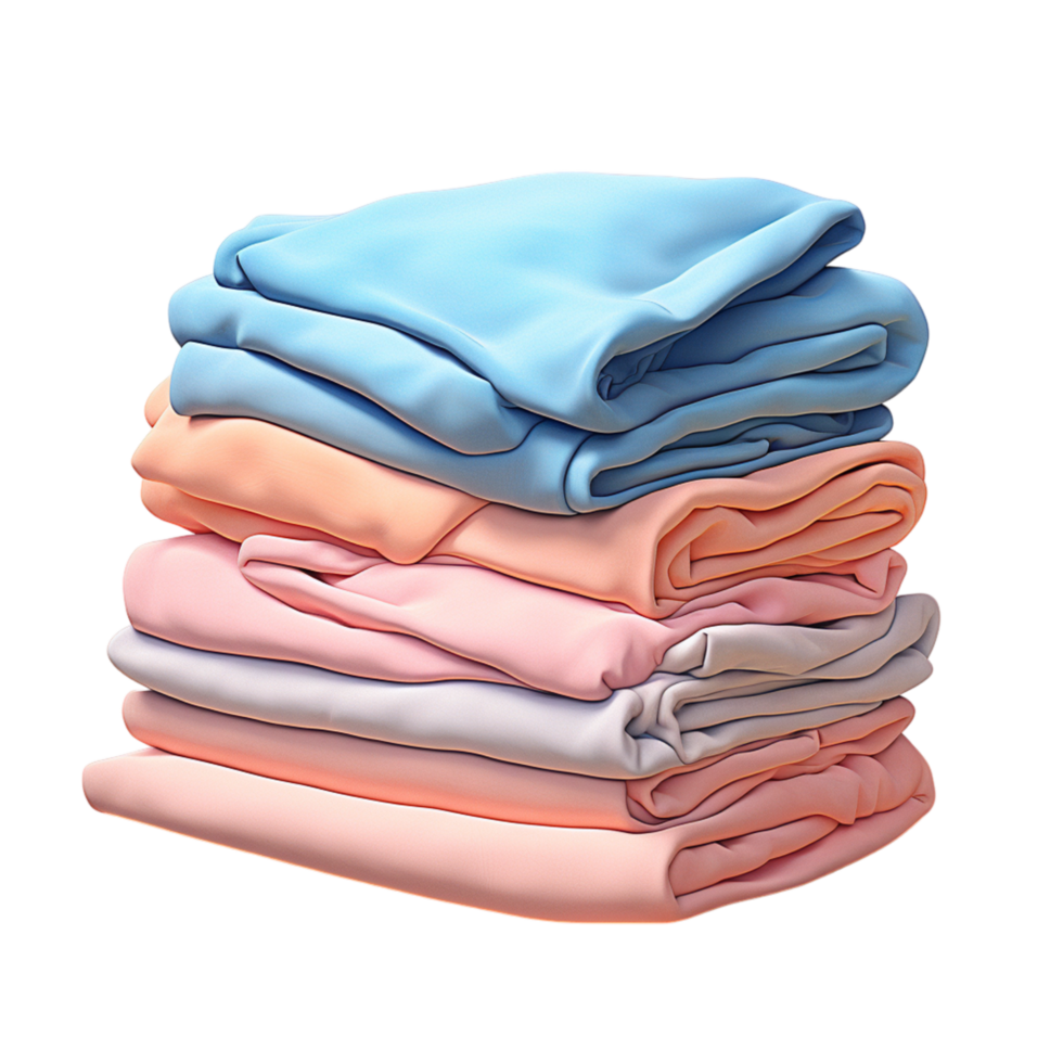 Stack of neatly folded colorful clothes arranged in tidy layers png