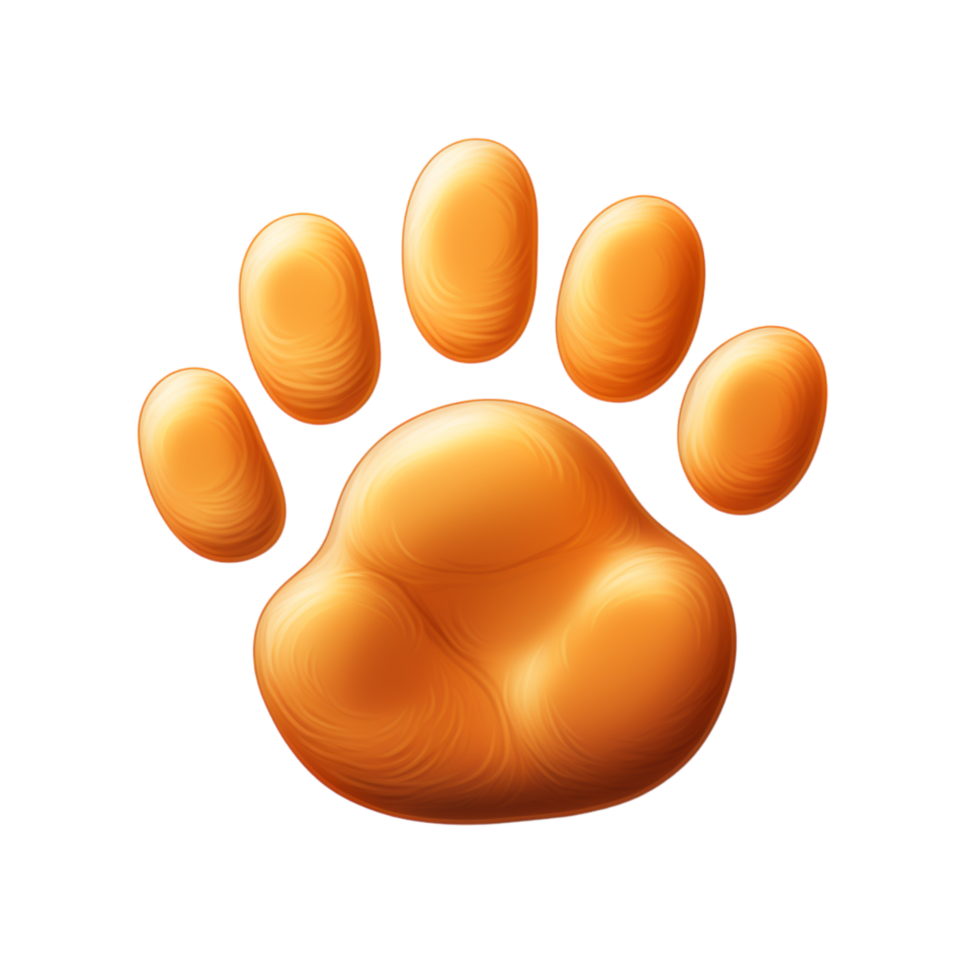 Shiny golden paw print with a flawless and polished finish png