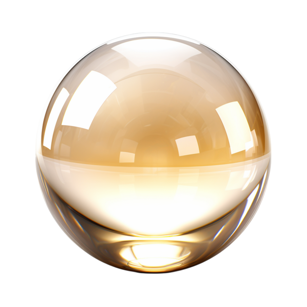 Shiny glass sphere reflecting light with a glowing effect png