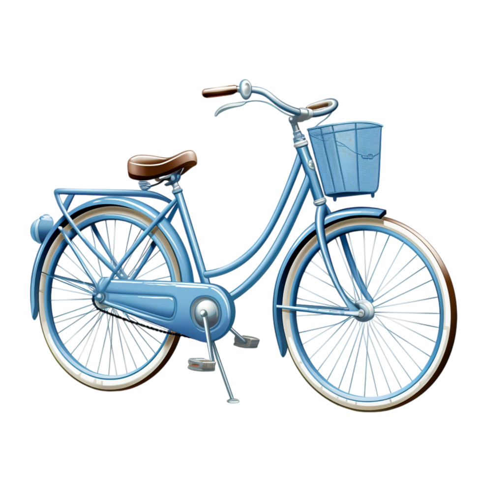 Classic blue bicycle with durable wheels and a smooth ride png