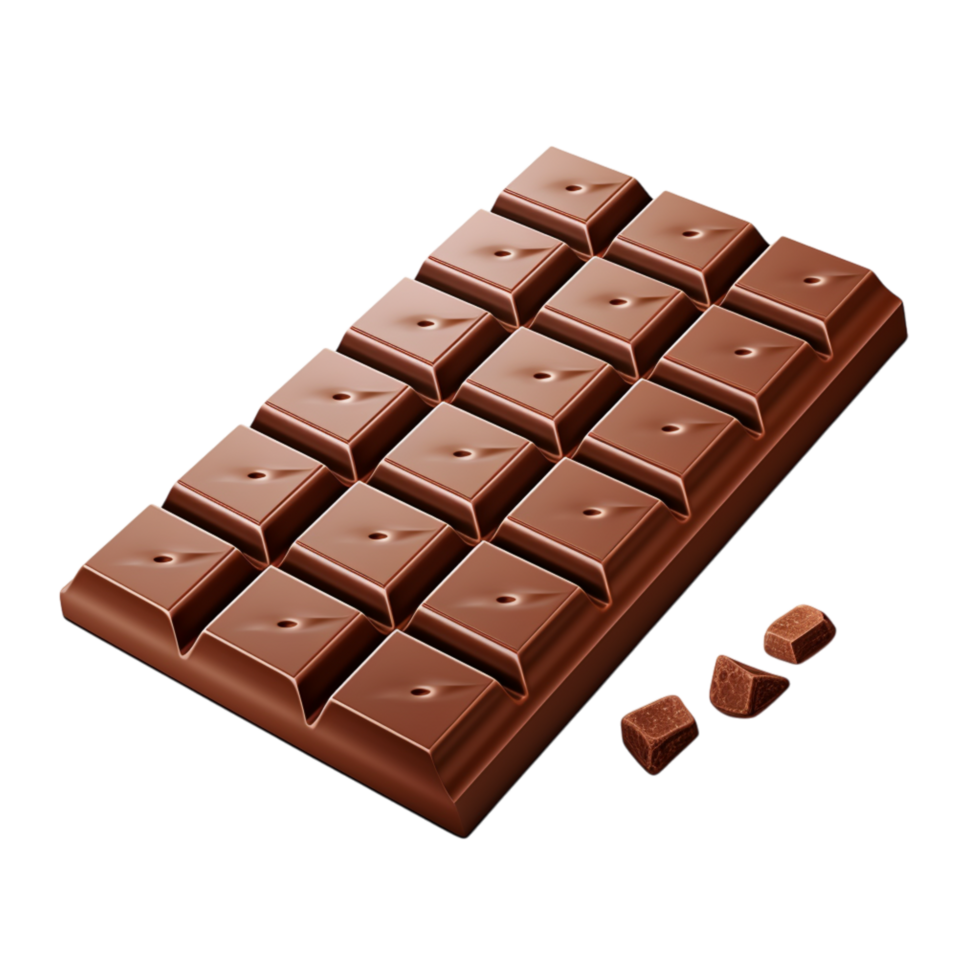 Smooth milk chocolate bar with perfectly aligned square segments png