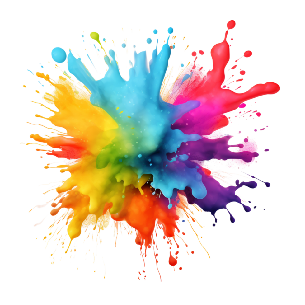 Vibrant splash of colorful paint creating a striking artistic effect png