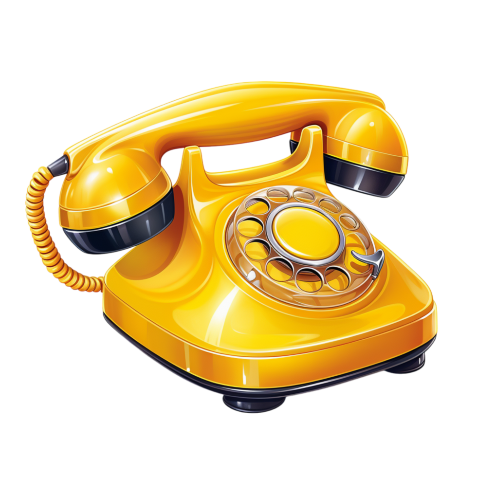 Vintage red rotary telephone with a coiled cord and classic dial png