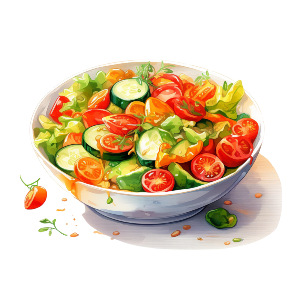 Healthy vegetable salad with cherry tomatoes, cucumbers, and crisp lettuce png