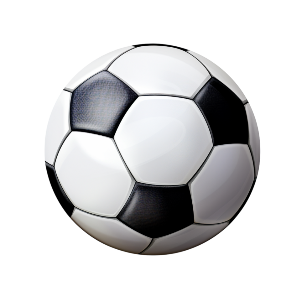 Classic black and white soccer ball with pentagonal patches png