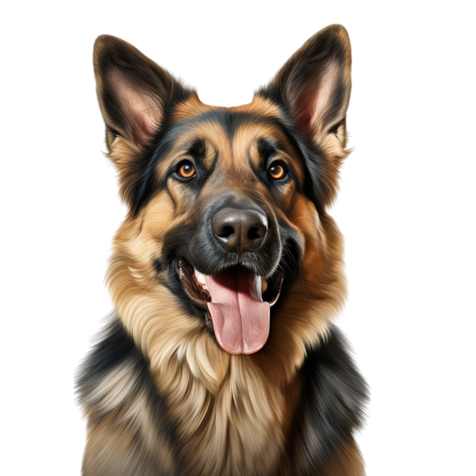 Loyal German shepherd dog with alert ears and a cheerful expression png
