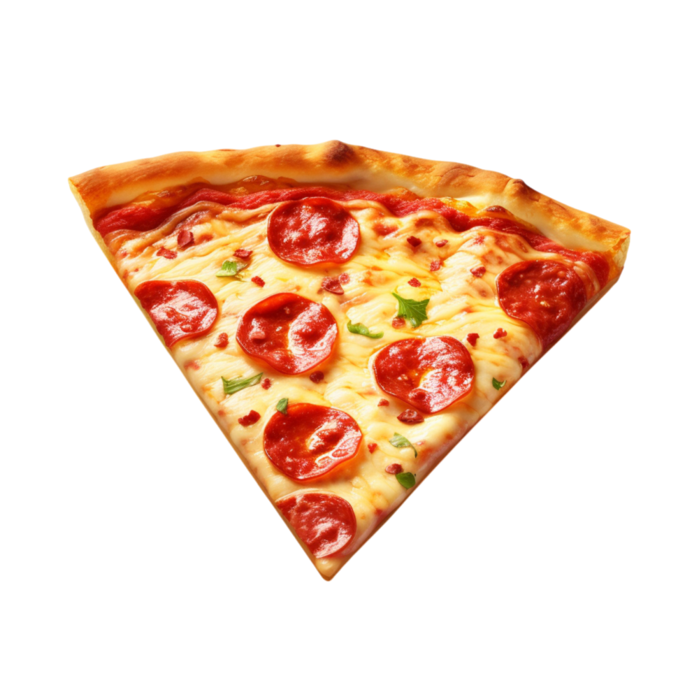 Golden-crust pepperoni pizza slice with melted cheese and crispy edges png