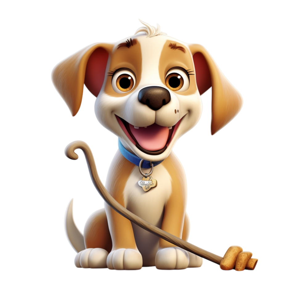 Happy brown and white puppy with bright eyes and a wagging tailes png
