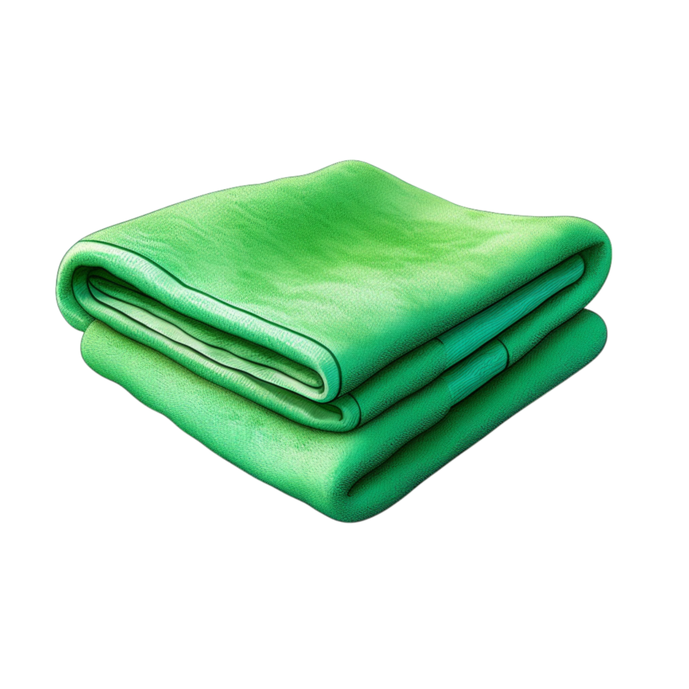 Neatly folded piece of soft green fabric with smooth lines png