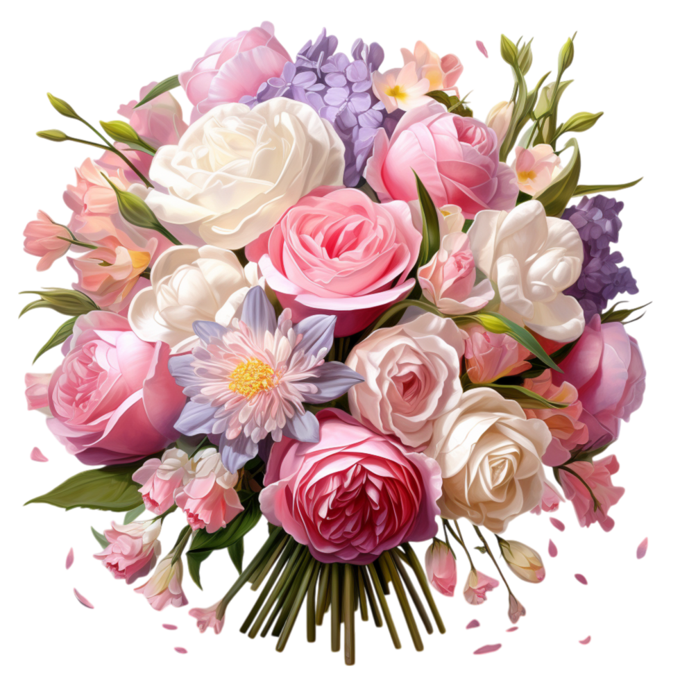 Beautiful bouquet of colorful and fragrant flowers png