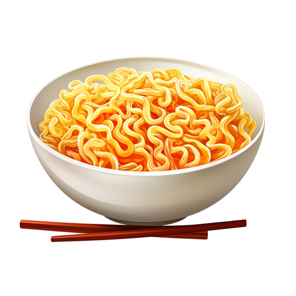 Bowl of dry instant noodles with tightly curled texture png