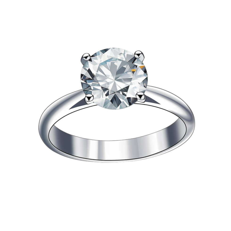 Beautiful silver engagement ring featuring a sparkling diamond png