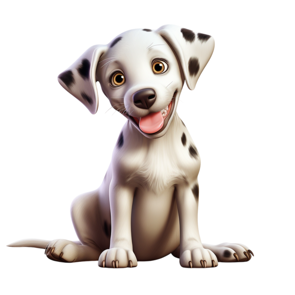 Happy Dalmatian puppy beaming with a playful grin png