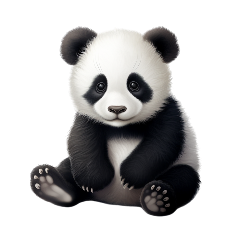 Adorable baby panda sitting with a expression png