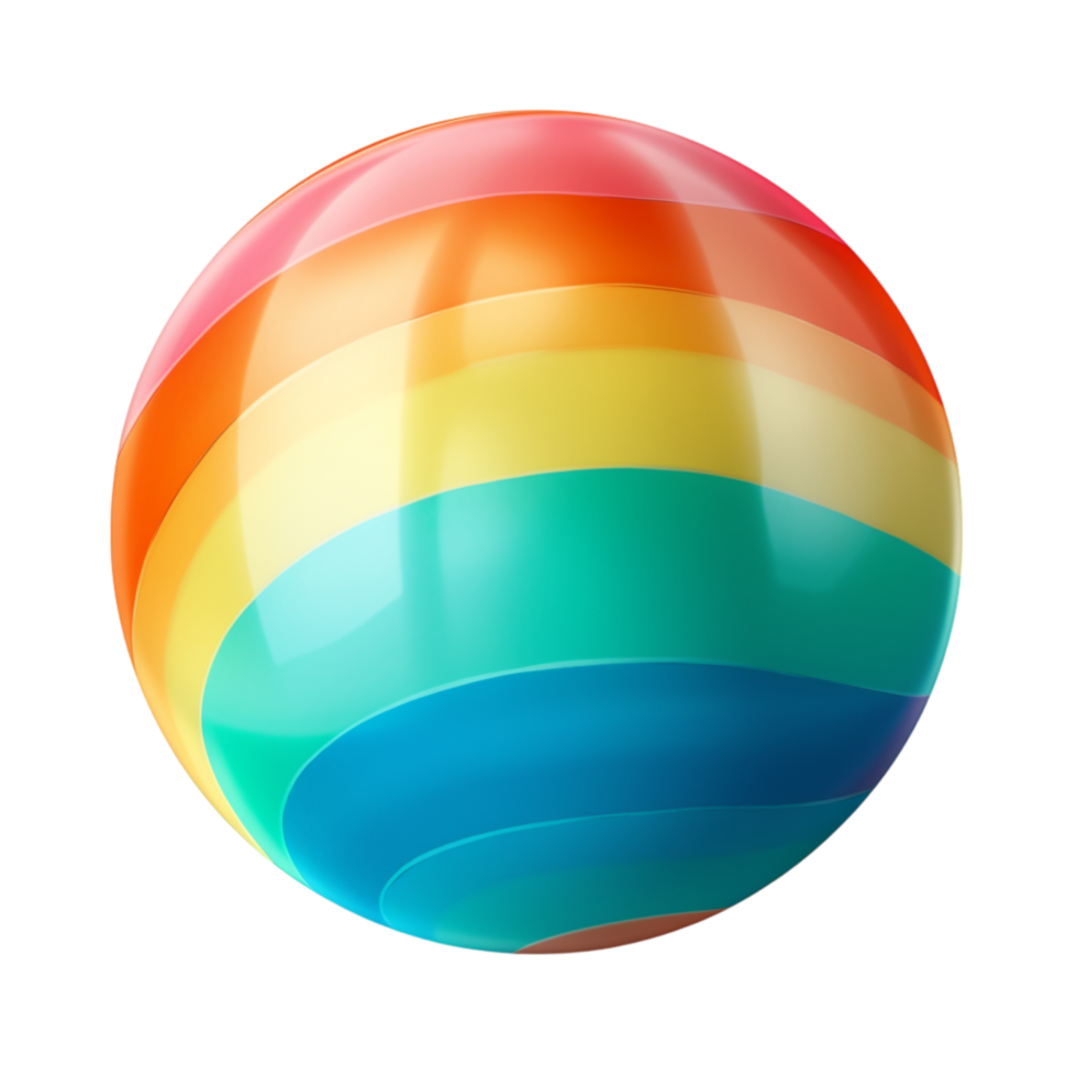 Vibrant multicolored beach ball with a sleek finish png