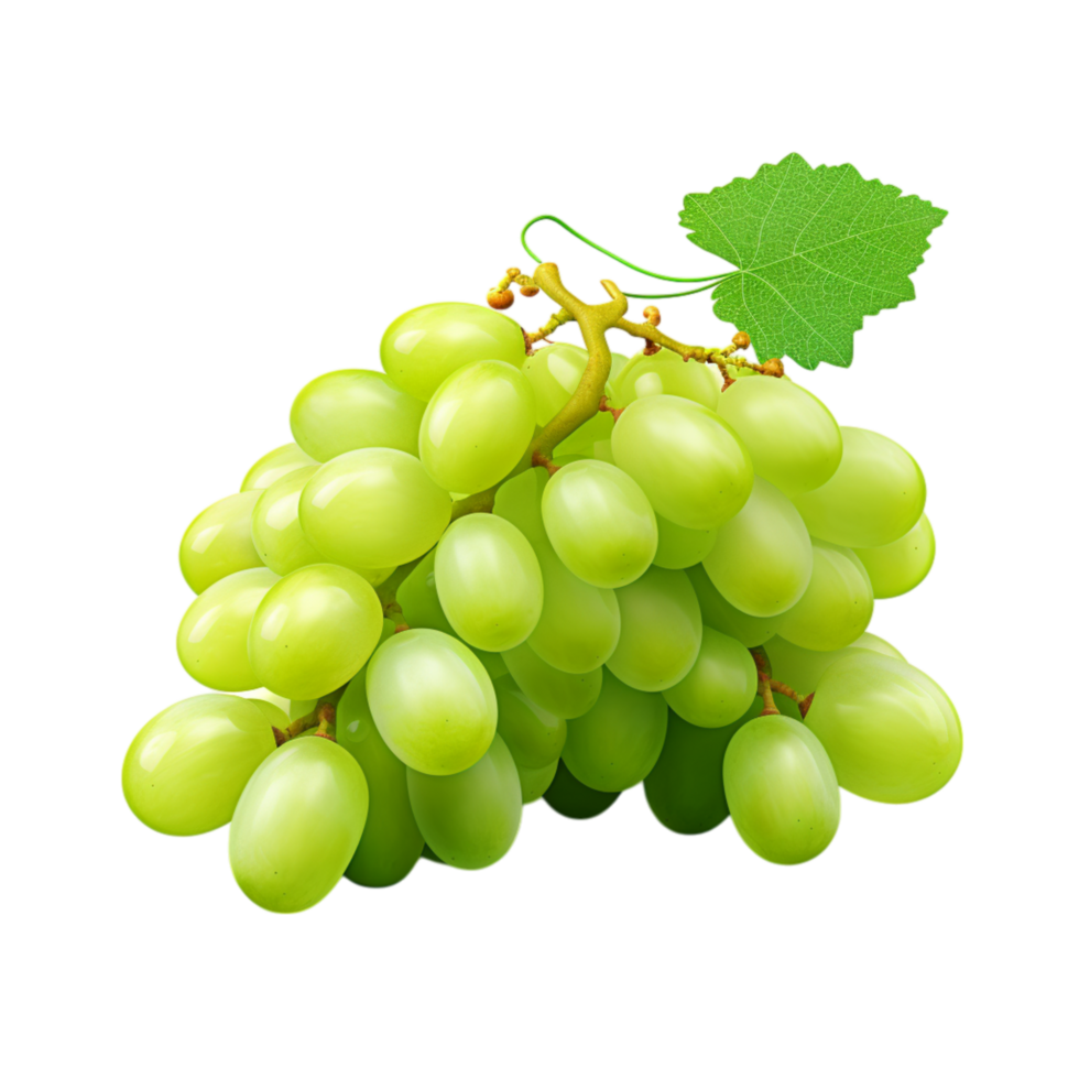 Bunch of fresh green grapes hanging elegantly from a vine png