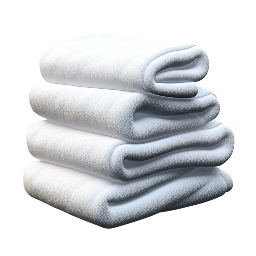 Neatly folded white towels stacked with precision png