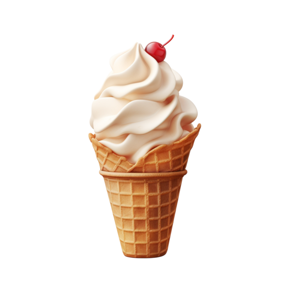 Ice cream cone swirled with creamy and caramel drizzle png