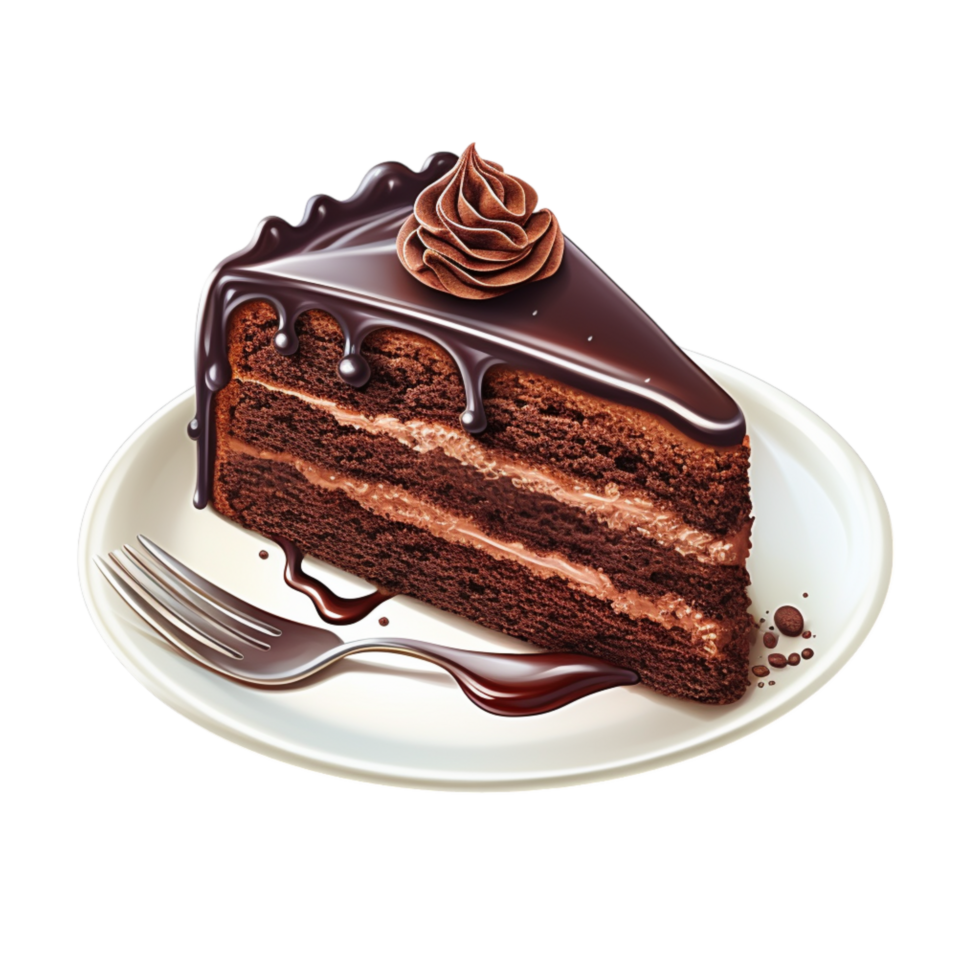 Decadent chocolate cake layered with frosting png