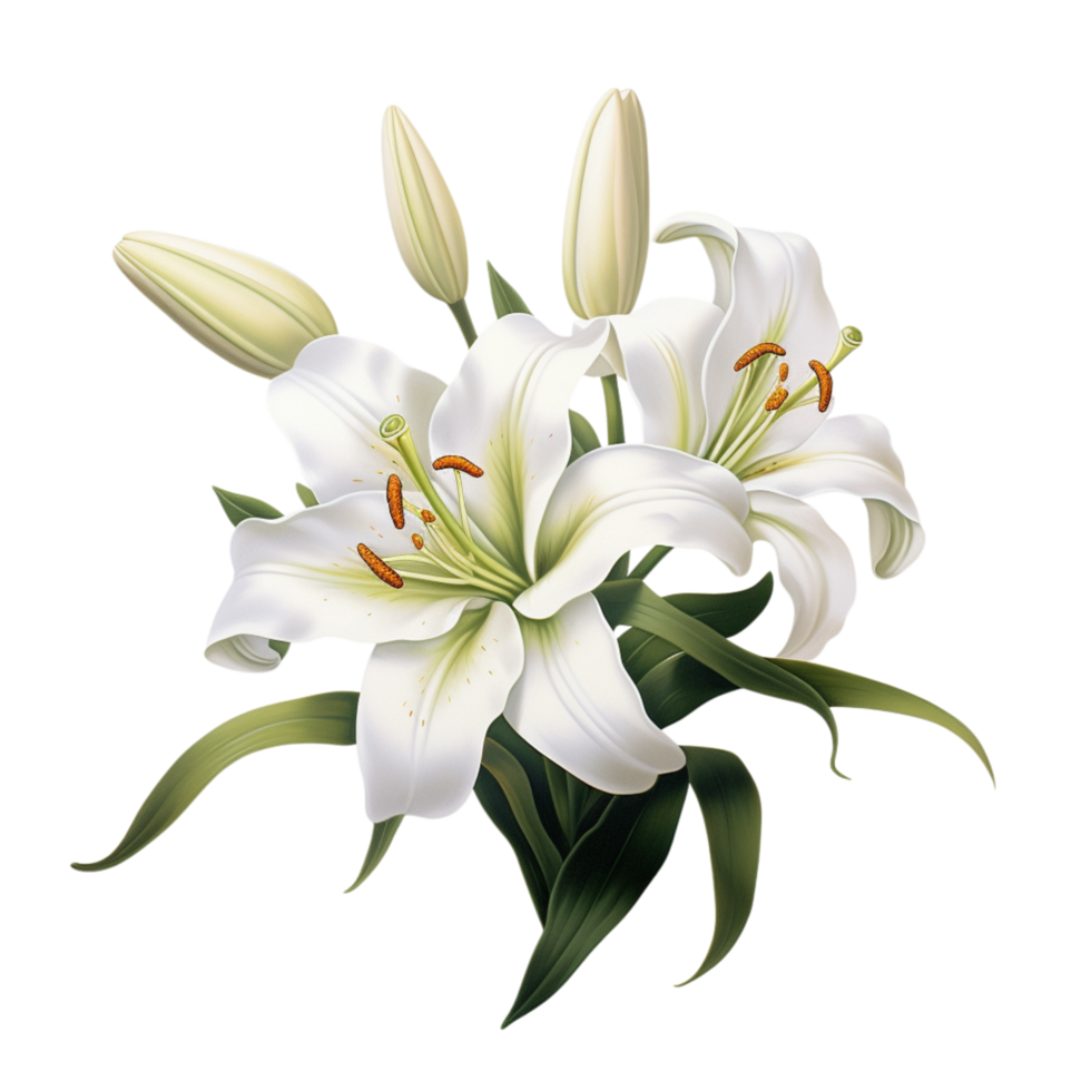 Elegant white lily flower with delicate open petals png