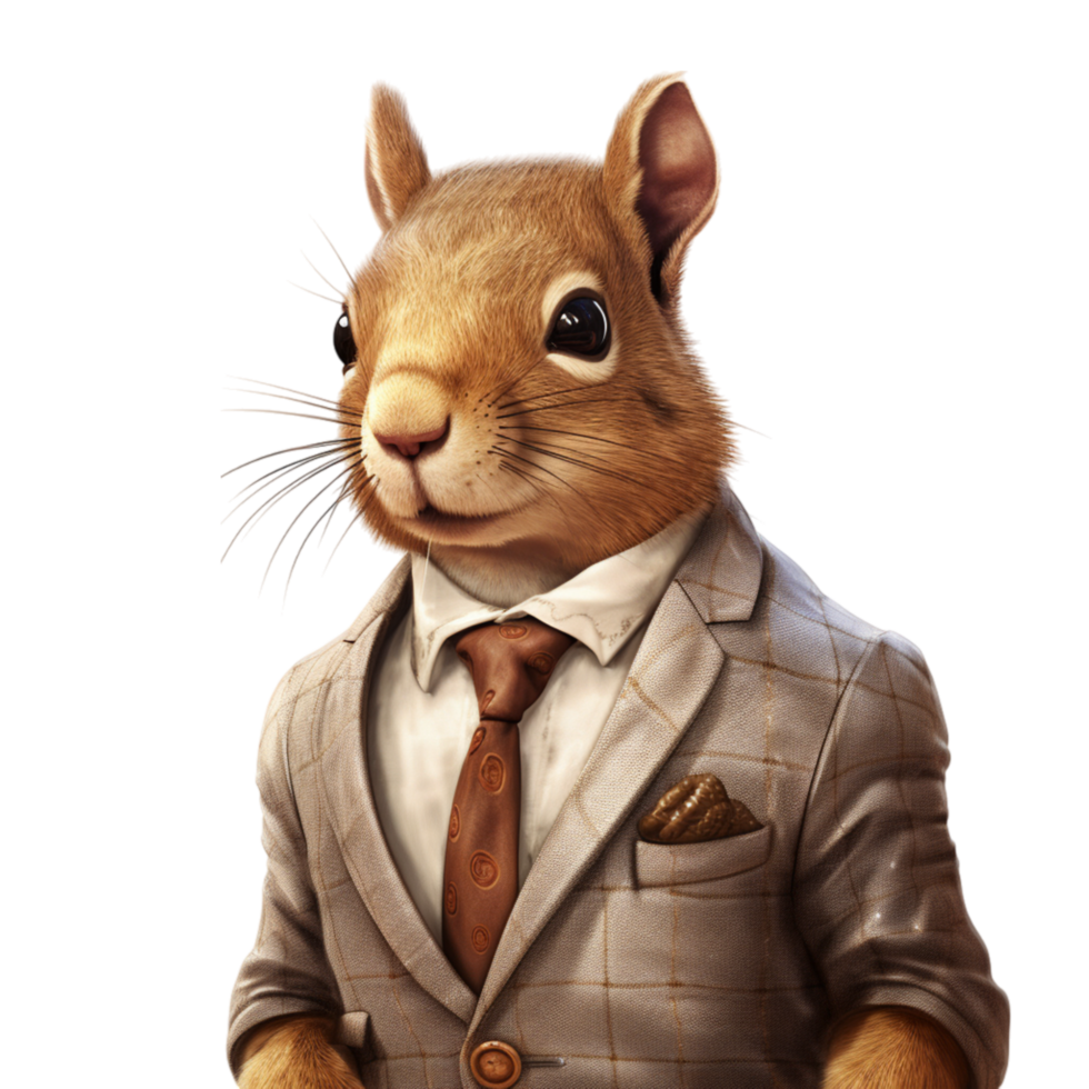 Anthropomorphic squirrel dressed in a suit and tie png