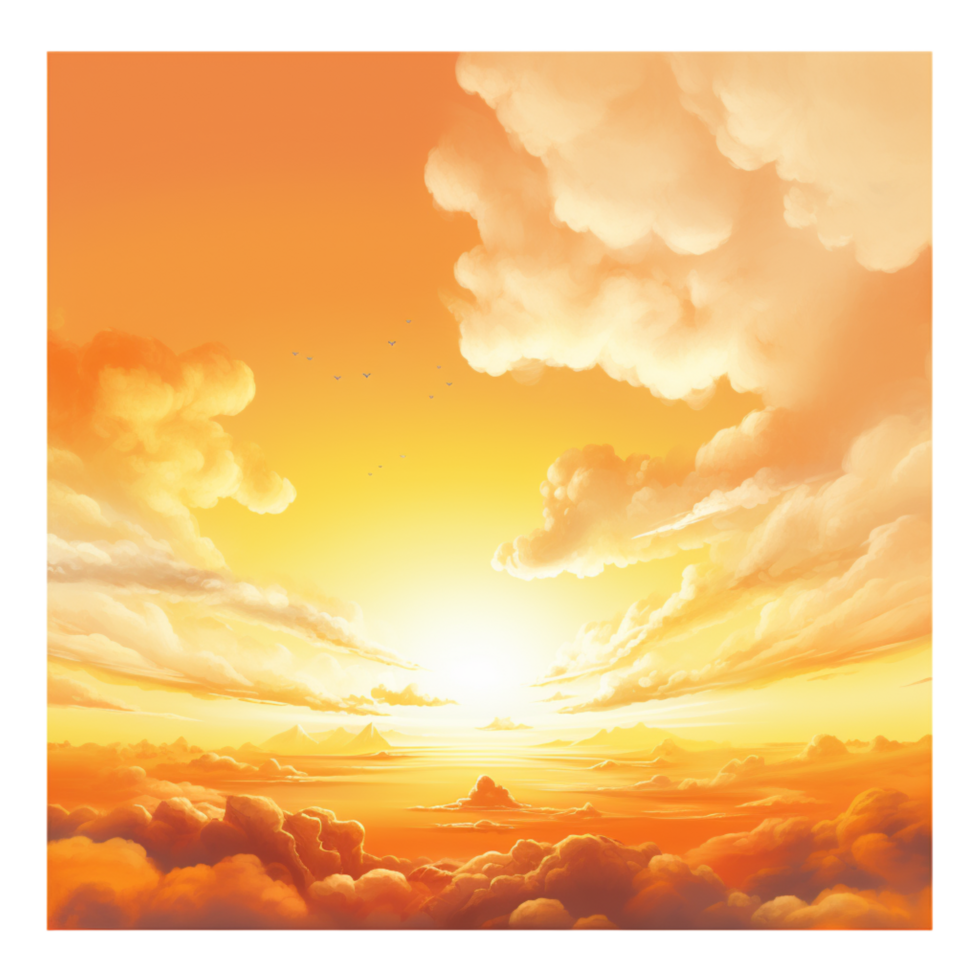 Stunning sunset casting warm hues over the ocean png