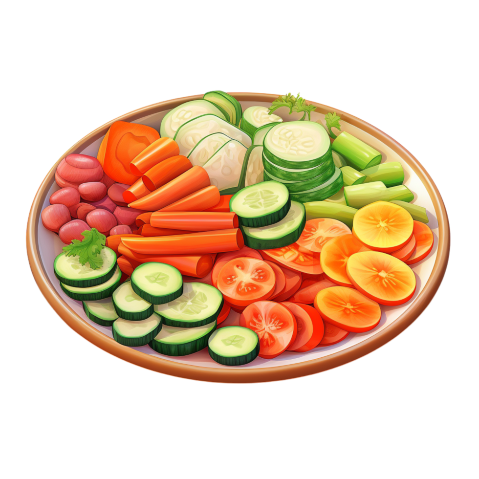 Healthy vegetable salad with cucumber, tomatoes, and carrots png