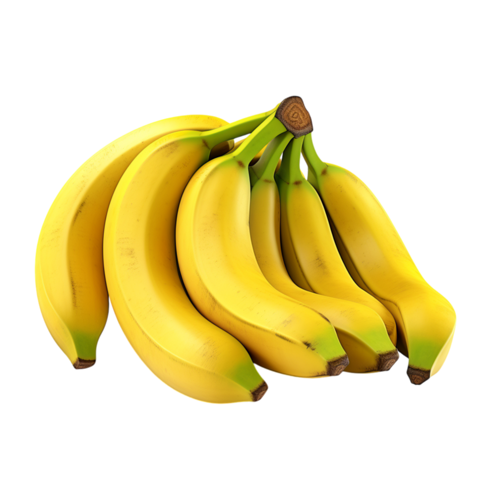 Ripe yellow banana bunch with skin and natural curves png