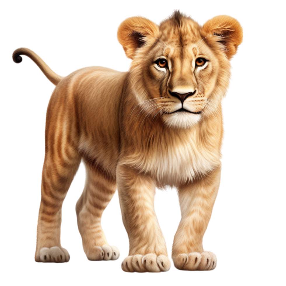 Majestic lion with a flowing golden mane sitting proudly and gazing ahead png