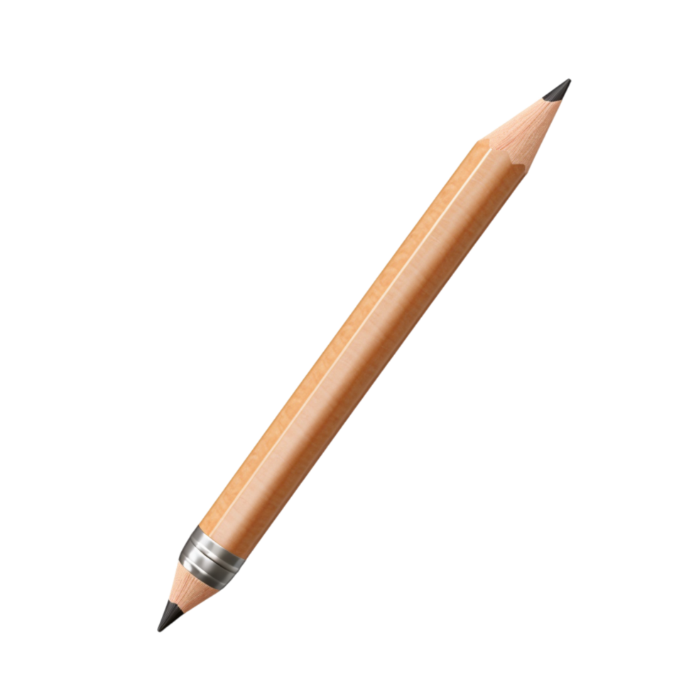 Classic wooden pencil showcasing a sharp graphite tip for writing png