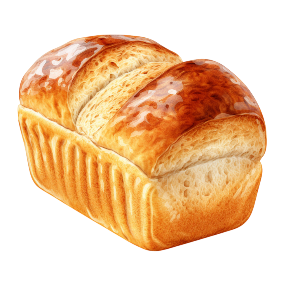 Freshly baked golden brown bread loaf with a soft fluffy interior png