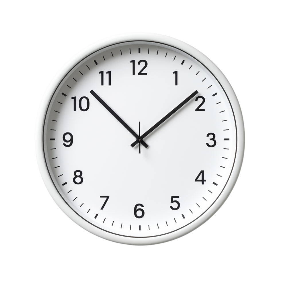 Round pastel wall clock displaying ten-fifteen precisely png