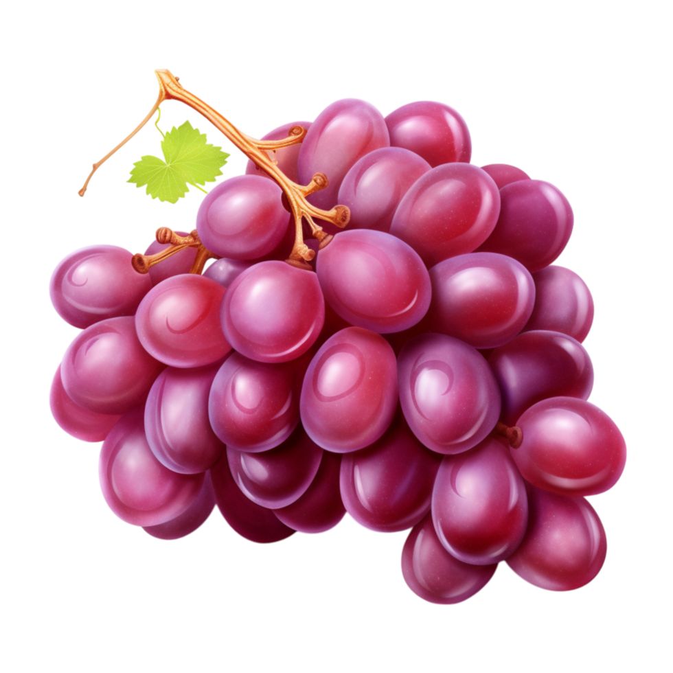 Plump cluster of fresh purple grapes hanging from a twisting vine png