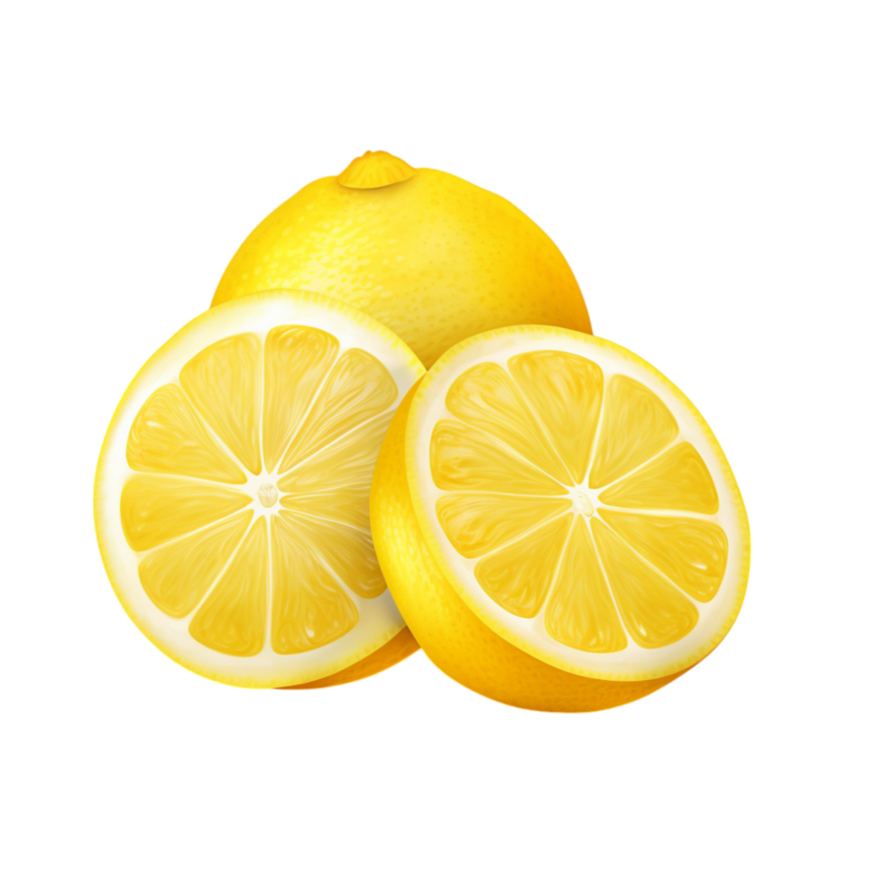 Fresh lemon halves showcasing vibrant yellow color and juicy pulp png