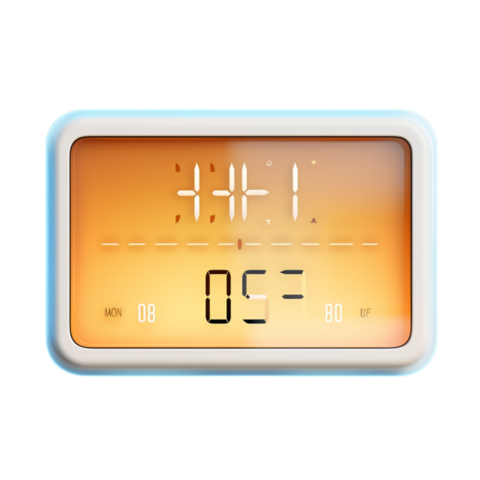 Modern digital clock with a clear display framed in sleek black png