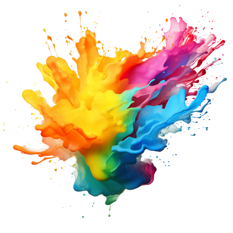 Vibrant splash of colorful paint with a dynamic artistic effect png