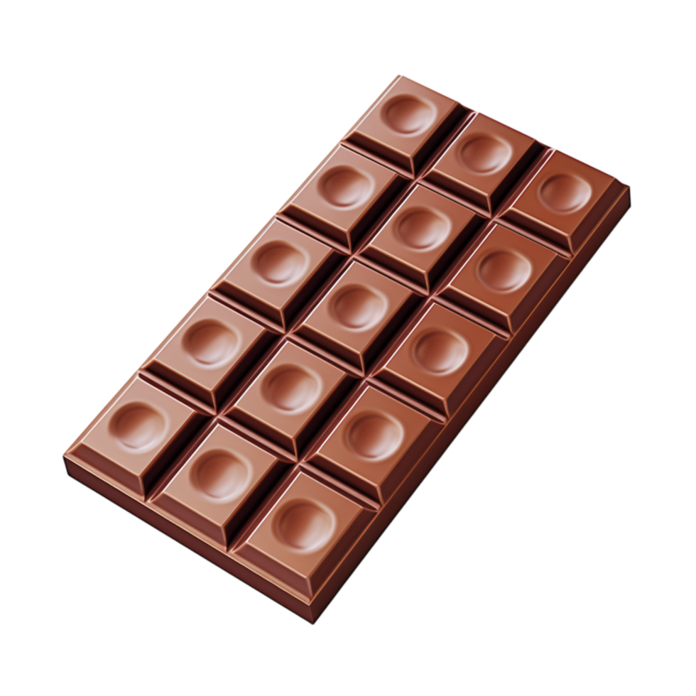 Smooth milk chocolate bar featuring neatly aligned square pieces png