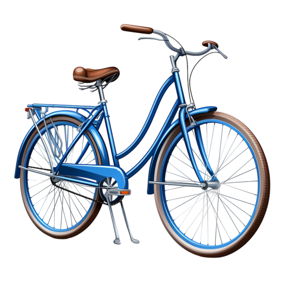 Classic blue bicycle with a sturdy frame and smooth wheels png