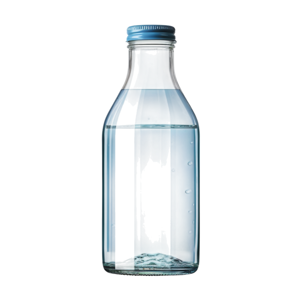 Plastic water bottle filled with refreshing, crystal-clear water png