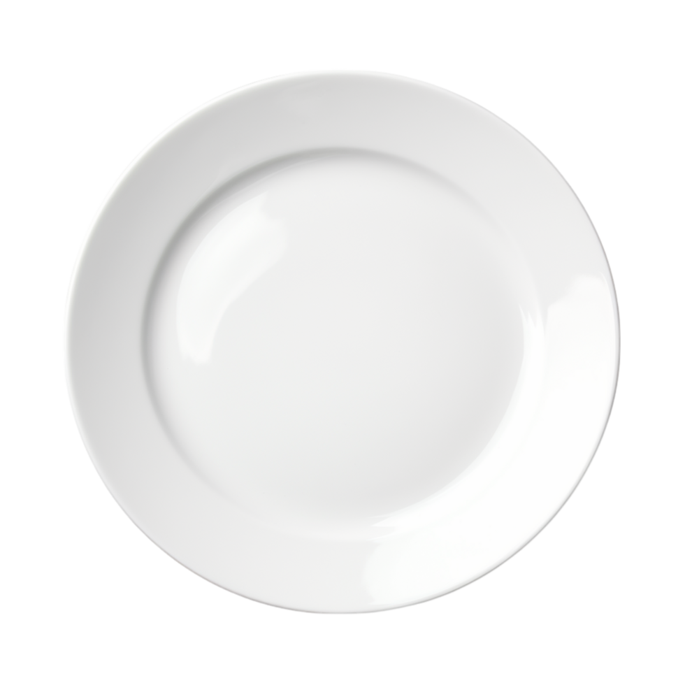 Plain white ceramic plate featuring a smooth and clean surface png