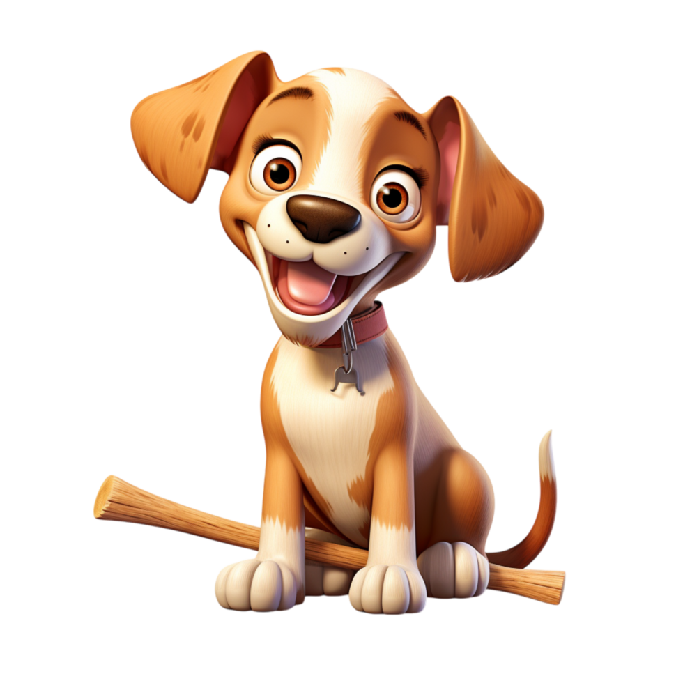 Happy brown and white puppy with bright, lively eyes and a wagging tail png
