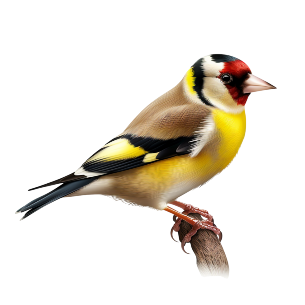 Small colorful bird perched calmly with vivid yellow and black feathers png