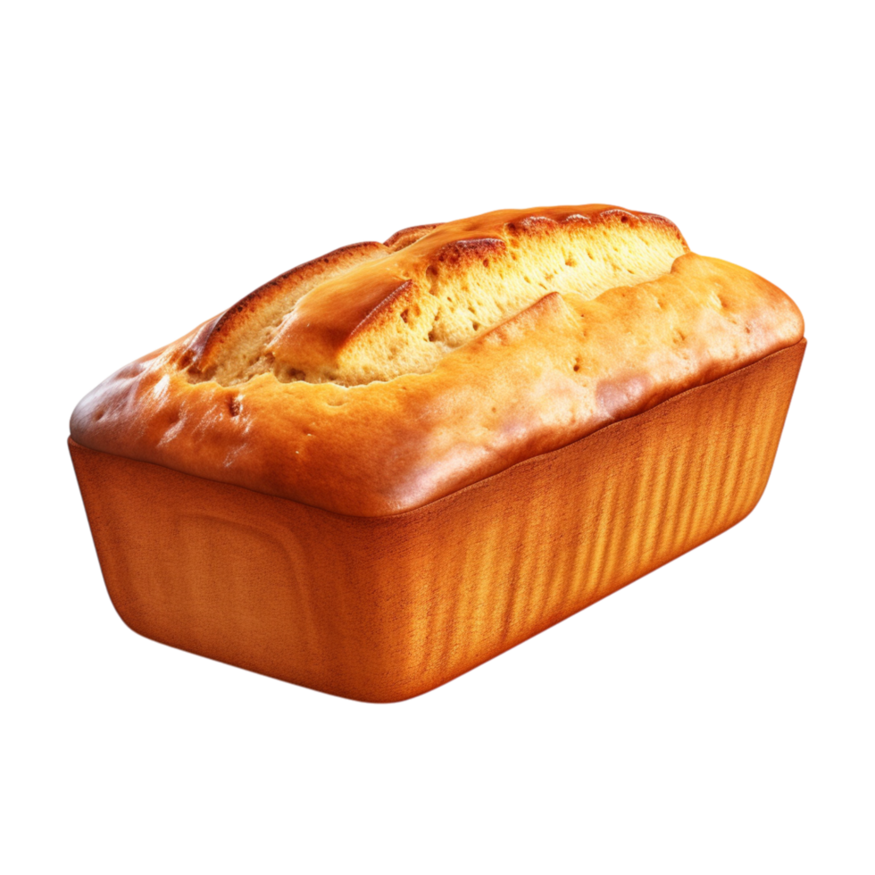 Freshly baked banana bread featuring a golden crust and banana slice on top png