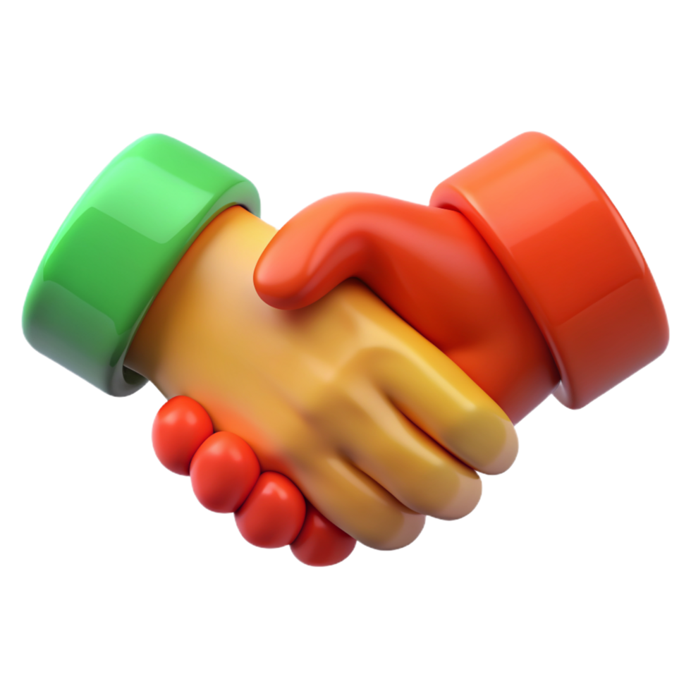 3D Render of Two Cartoon Hands Shaking in Agreement png
