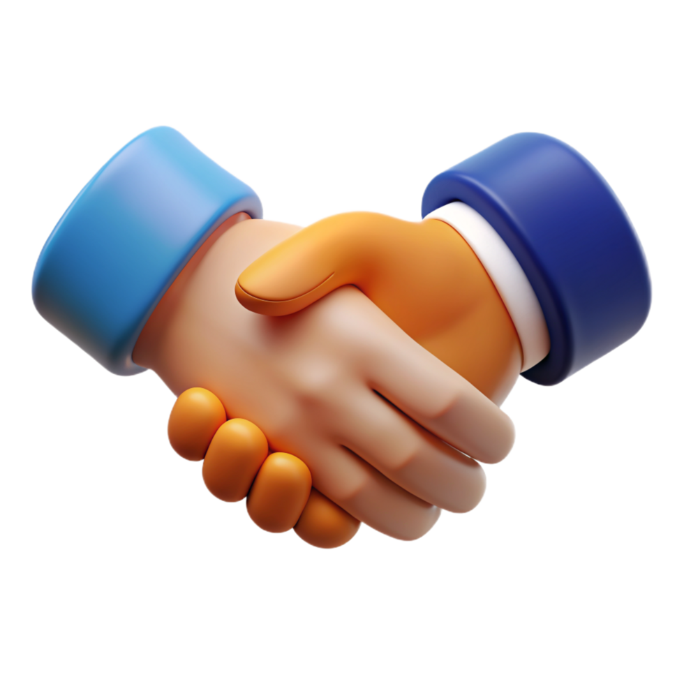 3D Render of Two Hands Shaking in Agreement Deal png