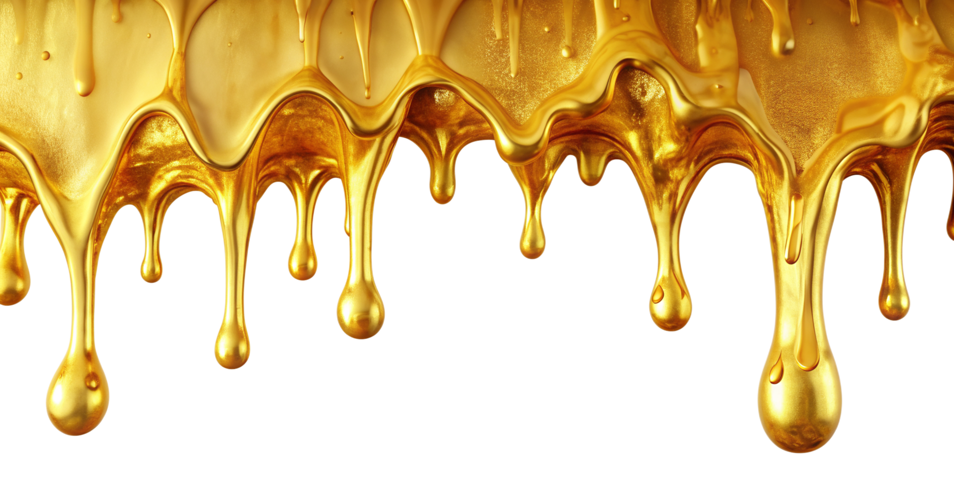 Golden Liquid Dripping Downwards on Black Background Abstract Luxury Texture png