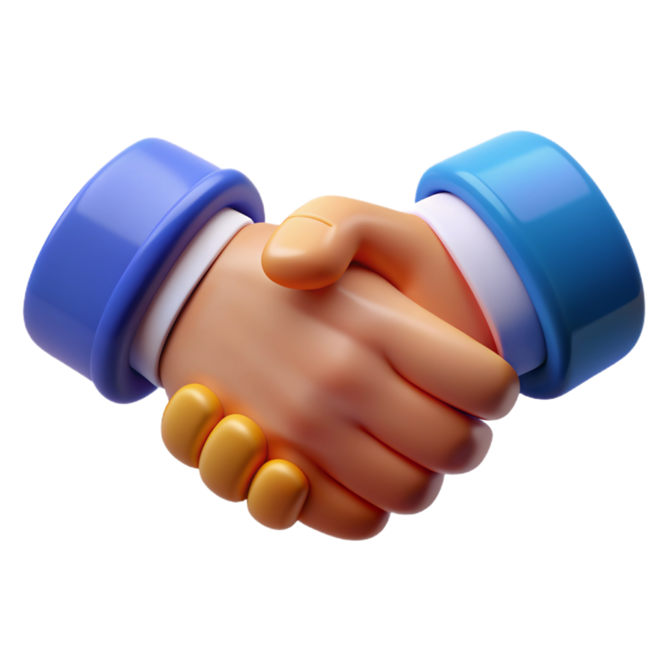 3D Render of Two Hands Shaking in a Business Deal Agreement Illustration png