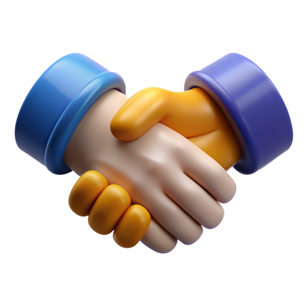 3D Render of Two Hands Shaking in a Friendly Handshake Agreement Partnership Deal png