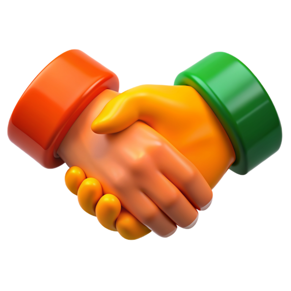 Vibrant 3D Render of a Handshake Symbolizing Collaboration Partnership and Agreement png