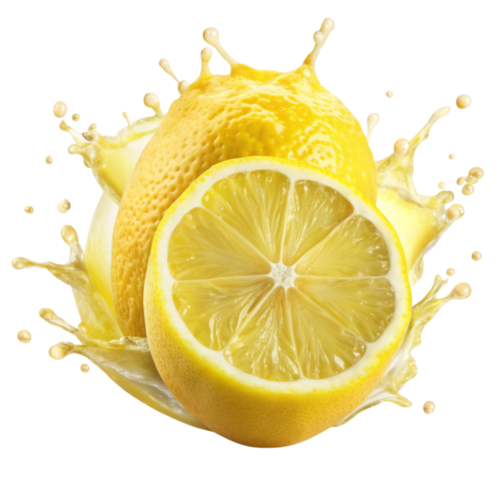 Juicy Lemon Splash A Refreshing Burst of Citrus png